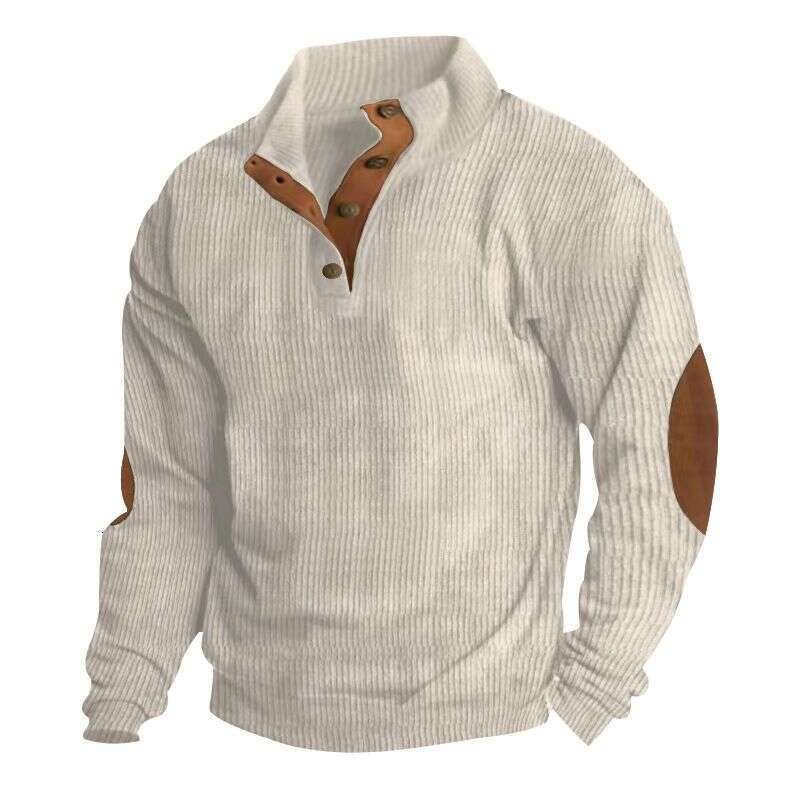 2025 Hot Selling Spring And Autumn European Size Men's 5Xl Casual Standing Neck Long Sleeve Pit Corduroy Sweater