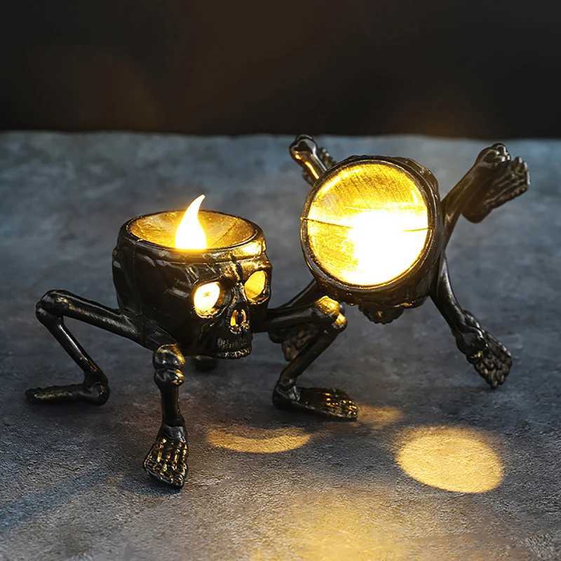 New Halloween Skull Lantern Atmosphere Setting Props Skeleton Foot Night Light Halloween Party Decoration LED Candle Light XJ250804