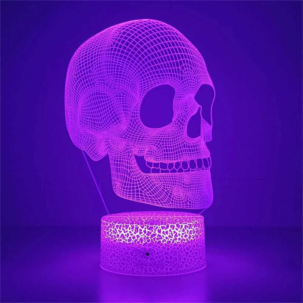 3D Skeleton Illusion Lamp LED Desk Table Lamp Skull Night Light Best Christmas Halloween Birthday Gift for Children Baby Boys XJ250804