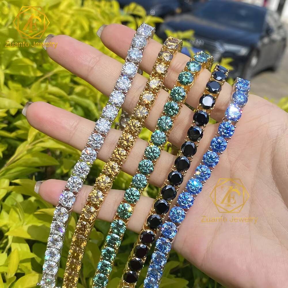 925 Silver Moissanite Tennis Necklace and Bracelet Set Diamond Tester 3mm VVS Colorful Fashion Jewelry