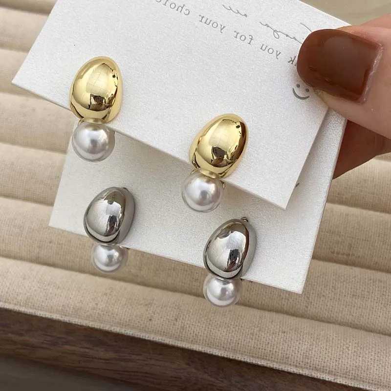 Korean Silver Color Water Drop Pearl Stud Earrings for Women Elegant Imitation Pearl Two Ways To Wear Hanging Earrings Jewelry Y250804