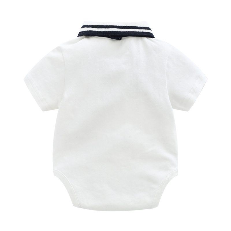 Baby Boys Summer Rompers with Gentleman's Bow Tie - Breathable Cotton Overall Set for Kids