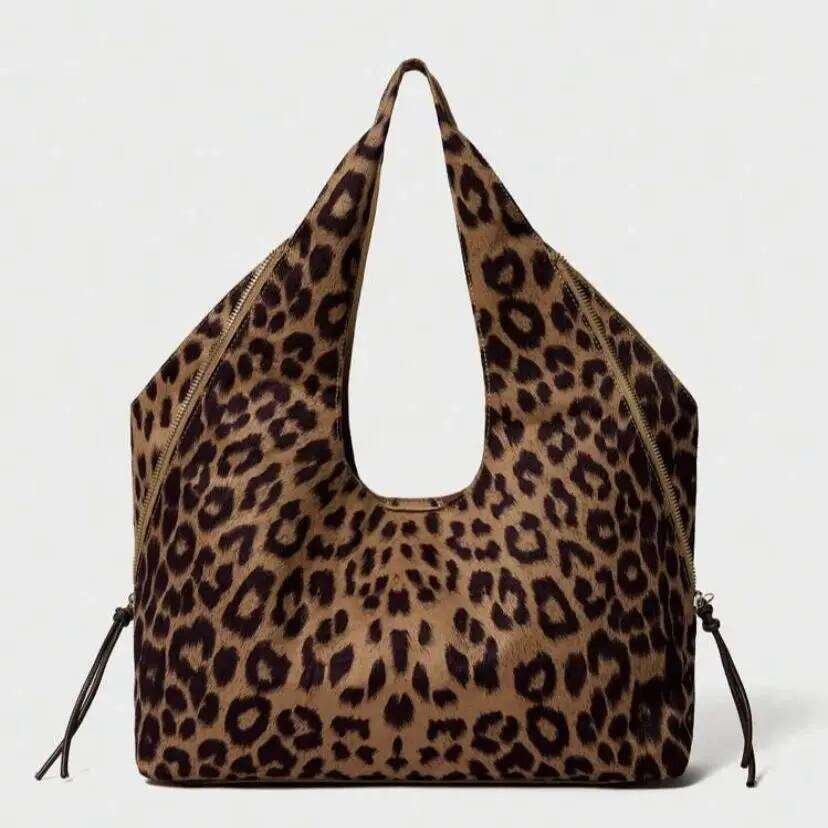 Women's Simple Fashion Casual Tote Cow Shoulder Bag, Spacious Designer Satchel,Leopard Print Handbag for Everyday Use