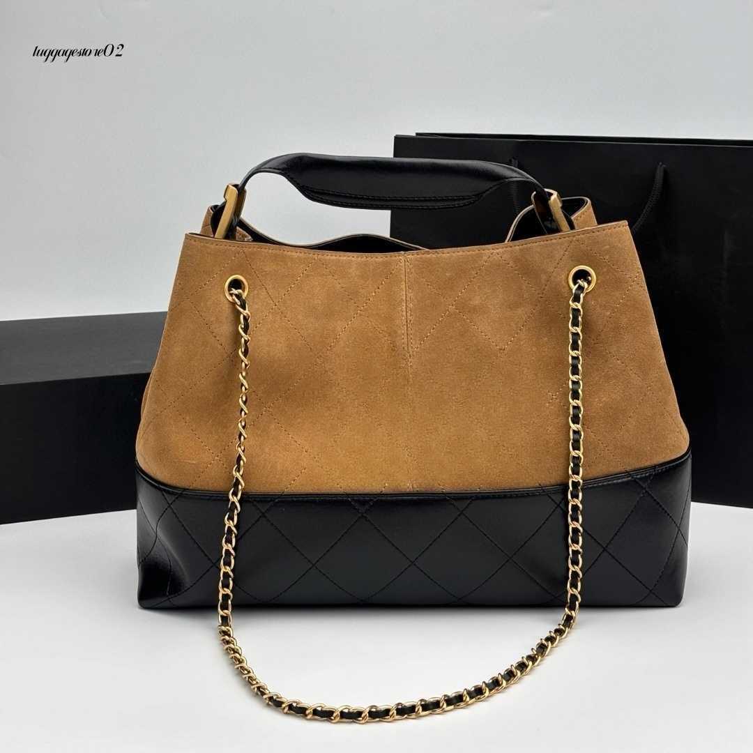 Shoulder Bags 25A Designer Real Suede Leather Plaid Shopping Bag With Chain Belt Woman Luxury Handbag Vintage Hobo Genuine Leather Patchwork Classic New Totes 10