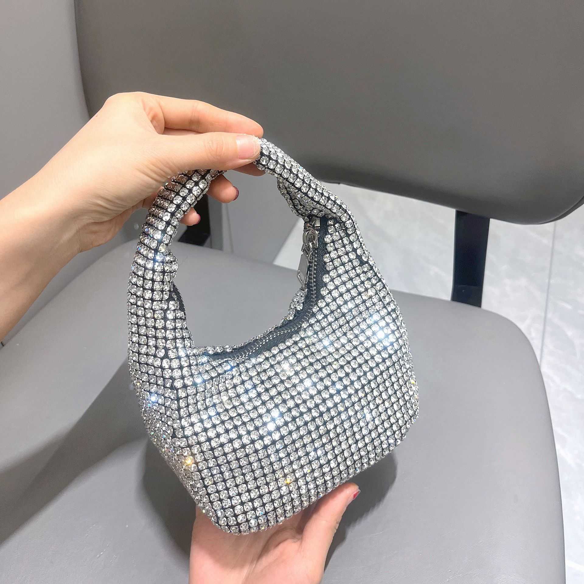 designer bag 2025 New Product AW Full Diamond Shiny Handbag Inlaid Diamond Evening Bag Small Square Bag Versatile Bag