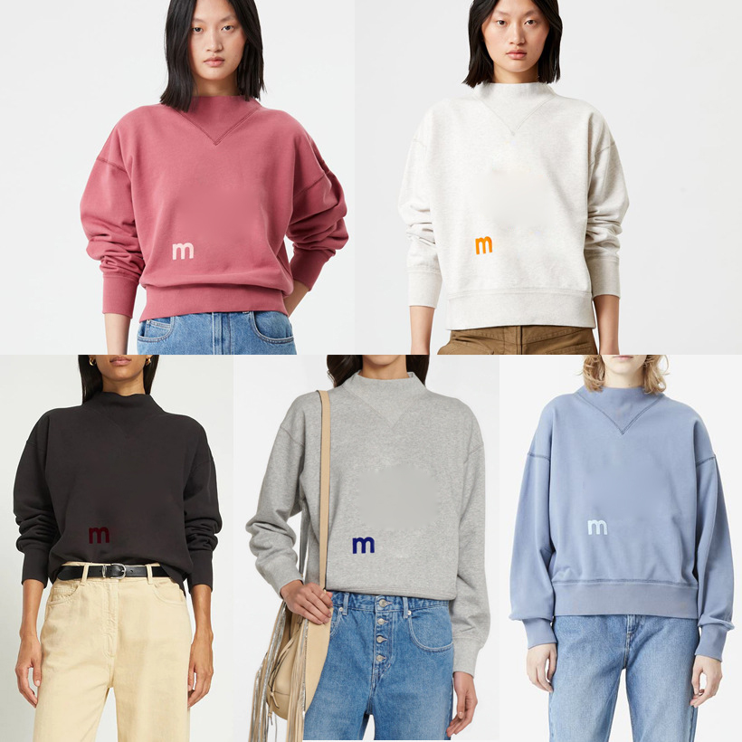 Women's Hoodies Sweatshirt Long Sleeve Half High Collar Casual Loose Street Harajuku Printing Girls Plush Sweatshirt