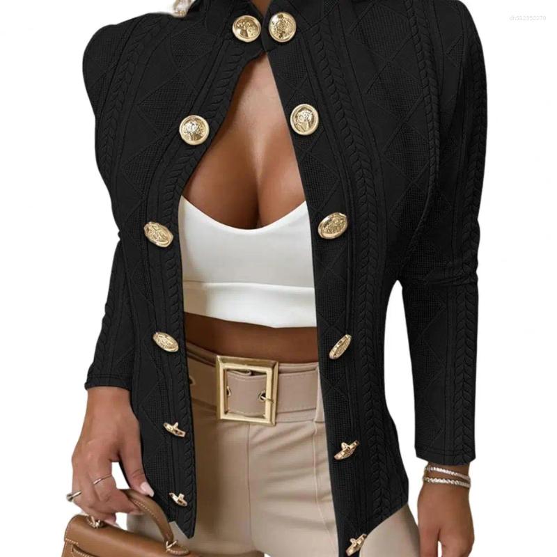 ddmymarket Women's flash sale Slim Fit Jacquard Jacket: Elegant Commuting Coat with Metal Buttons for Fall & Winter