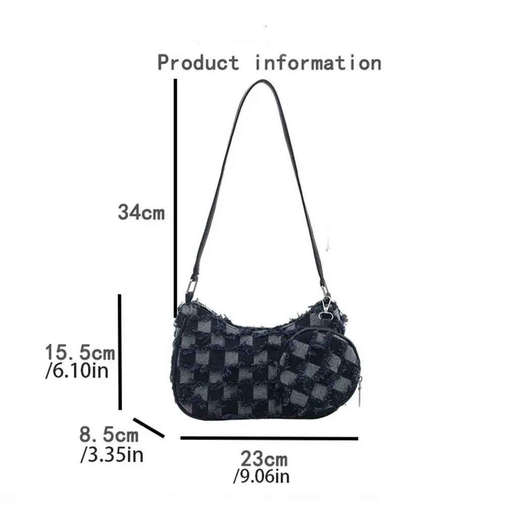 Trendy Denim Underarm Vintage Tassels Single Shoulder Bag Y2k Korean Womens Handbag Lady 250805 TUES