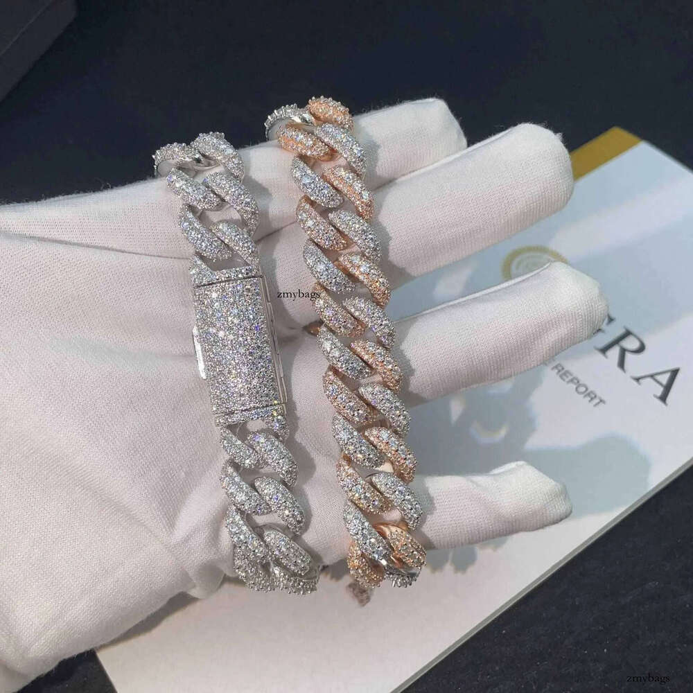 Dia Hair Jewelry 13mm Cuban Chain Moissanite Bracelet Personalized Crescent Sier Necklace Accessory