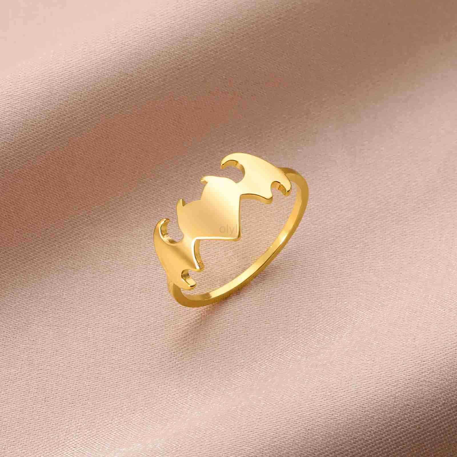 Skyrim Demon Bat Wing Ring Stainless Steel Gold Color Women Finger Rings Jewelry Gift Gothic Vampire Halloween Accessories M250805