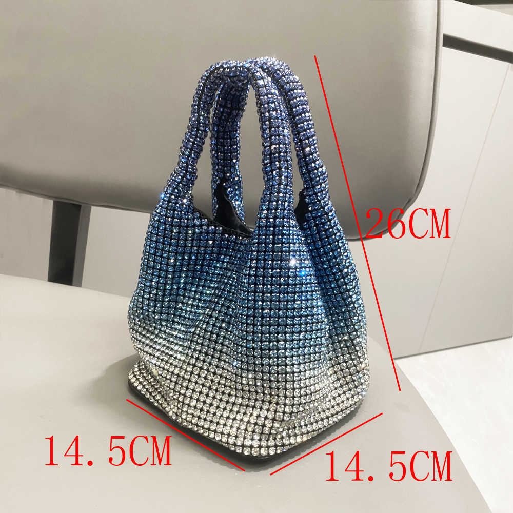 designer bag Women's bag 2025 Rhinestone bag gradually changing color Portable bucket bag Single shoulder diagonal chain bag Small bag Handbag