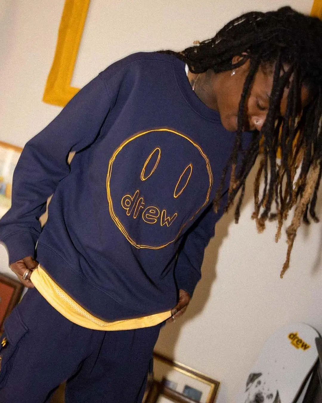 Drew House Long-sleeved sweatshirt with embroidered logo Men Hip Hop Pullover Sweatshirt Unisex Couple Casual Hoodie Sweatshir