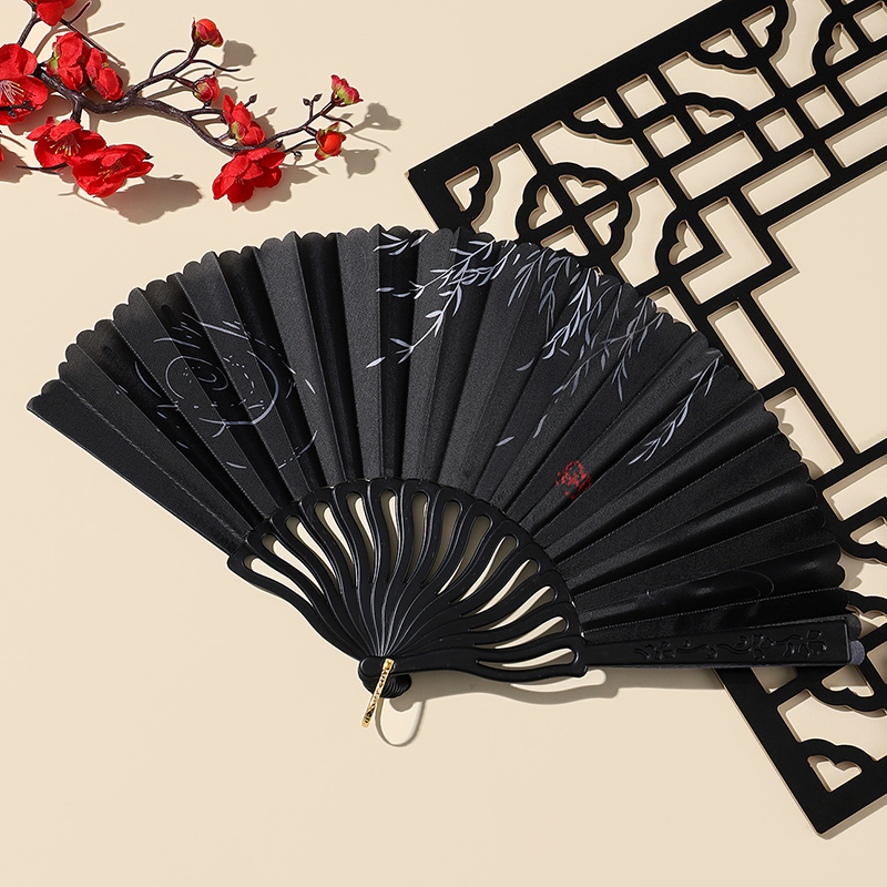 Handmade Chinese Folding Fan, Bamboo/Plum Blossom Motif, Retro Decor Fan for Home & Collection