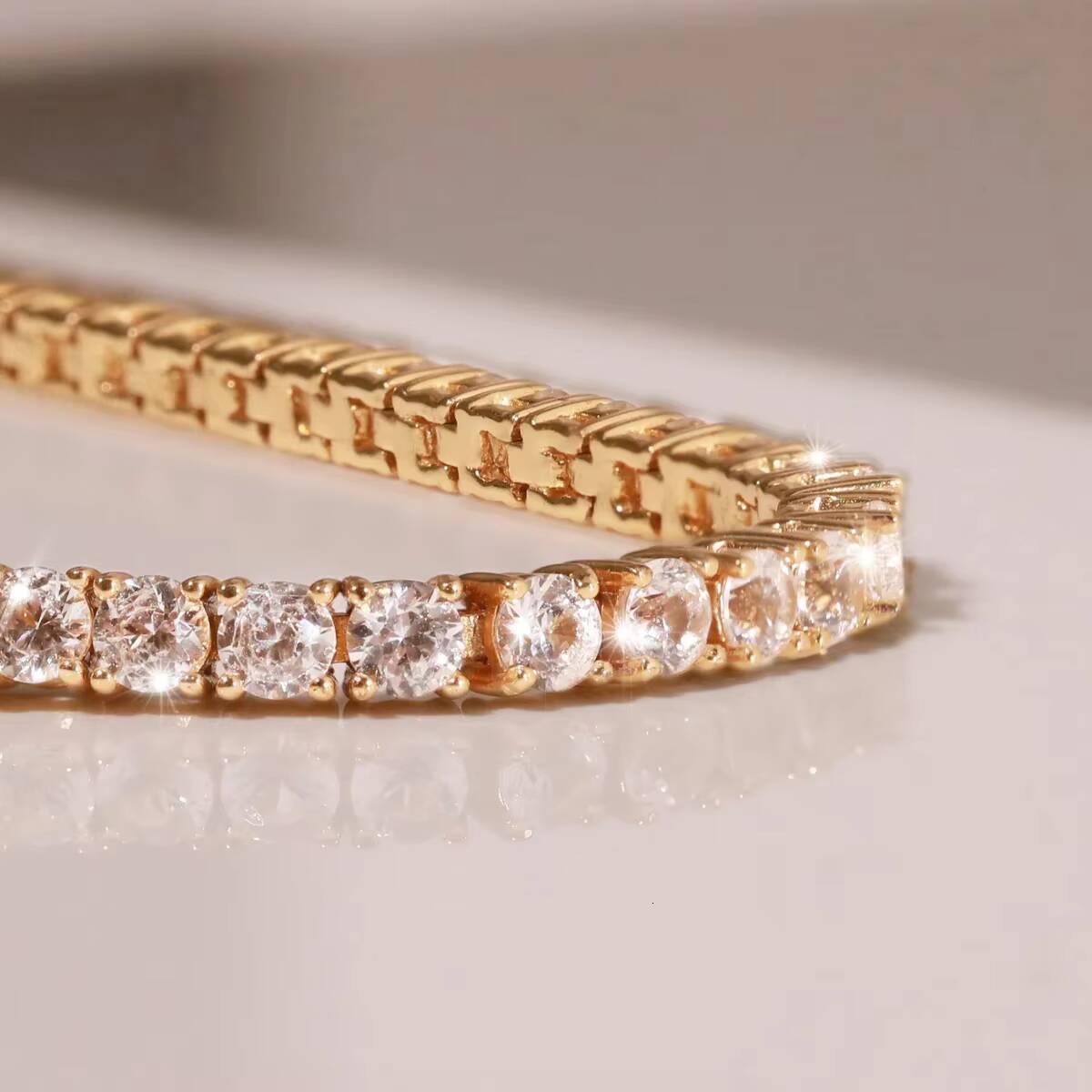 IGI Certified 18K Gold Lab Grown Diamond Tennis Bracelet Chain Men Women Lab Created Diamond Adjustable Tennis Necklace