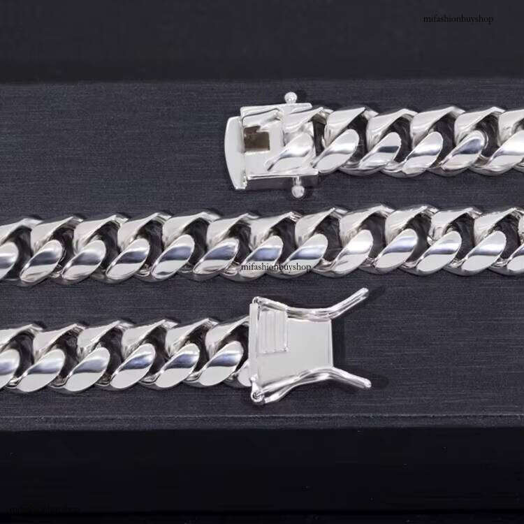 Hot Sale Sterling Sier Material Miami Link Chains 9mm 13mm 15mm Cuban Necklace S High-end Jewelry