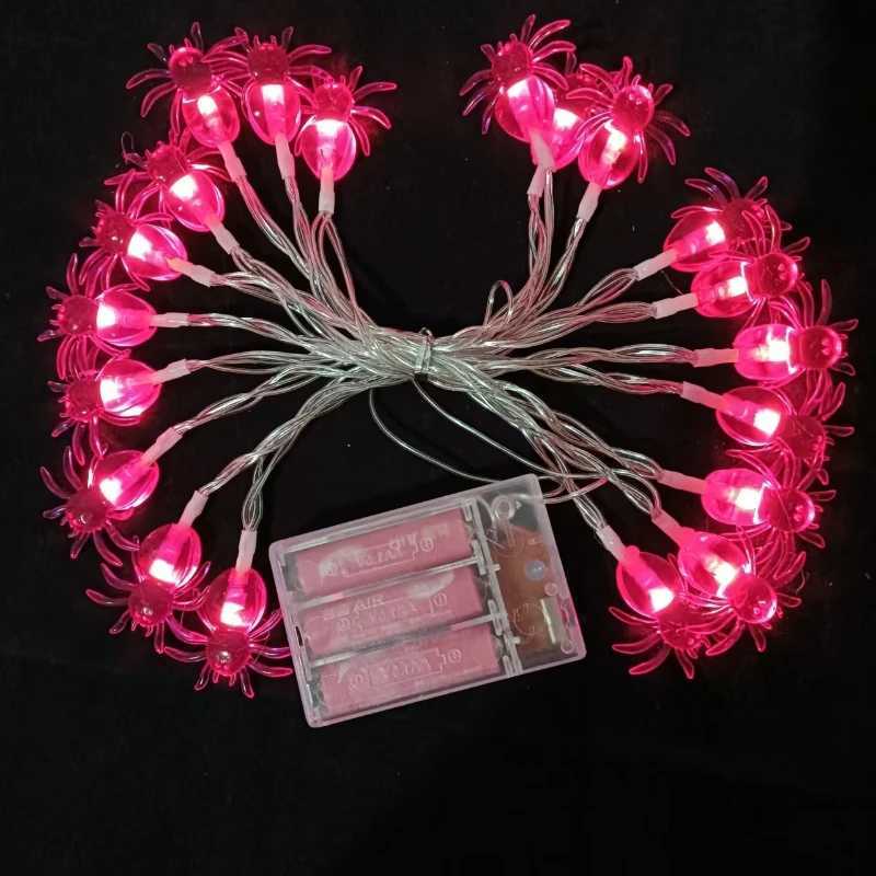 1PC Halloween Purple Spider LED Lights Battery Powered Hanging Lamp Horror Decoration Lights for Party Haunted House XJ250804