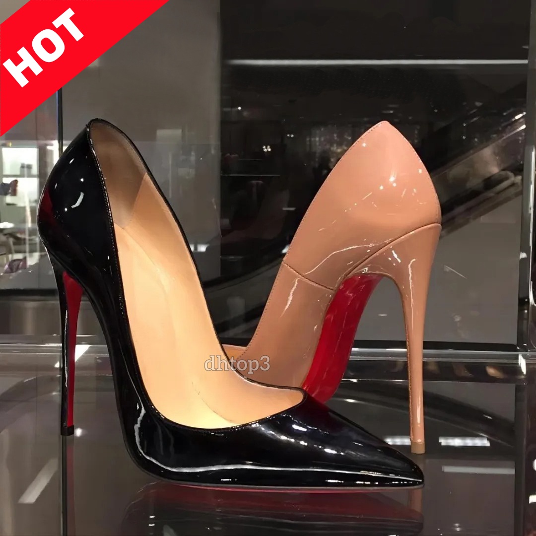 Designer Women High Heels Shoes Pointed Toe Sandals 6cm 8cm 10cm 12cm Nude Black Patent Leather Woman Pumps Shiny Dress Shoes