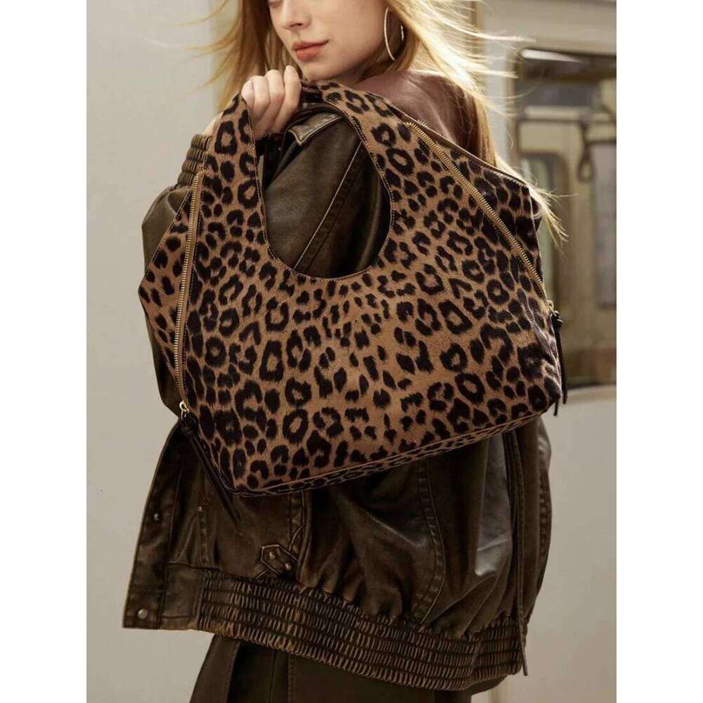 Women's Simple Fashion Casual Tote Cow Shoulder Bag, Spacious Designer Satchel,Leopard Print Handbag for Everyday Use
