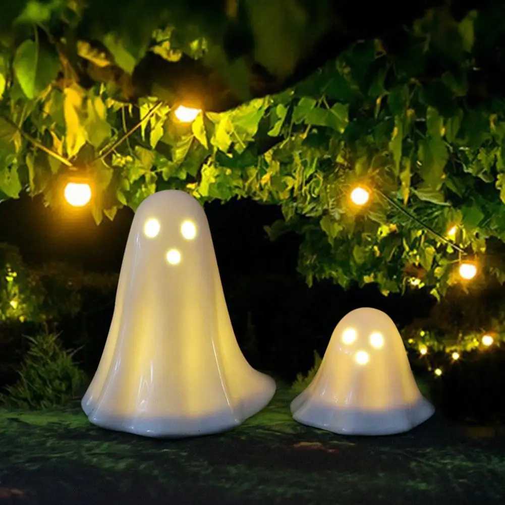3Pcs Light Up Ghosts For Indoor Halloween Decorations Battery Powered White Mini Ghost Figurines With LED For Spooky Halloween XJ250804