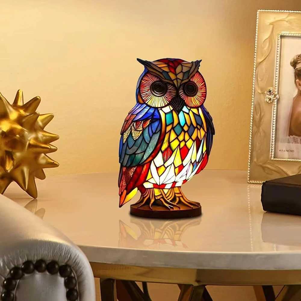 LED Resin Owl Night Light Soft and Warm Light Bedside Decoration Light Creative Resin Animal Art Home Desktop Ornament Lamp XJ250804