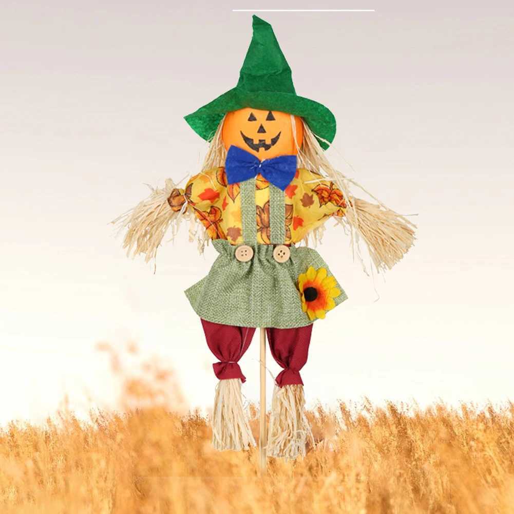 Small Halloween Scarecrow Decoration Fall Harvest Standing Scarecrow Decors for Autumn Halloween Garden Yard Decoration XJ250804