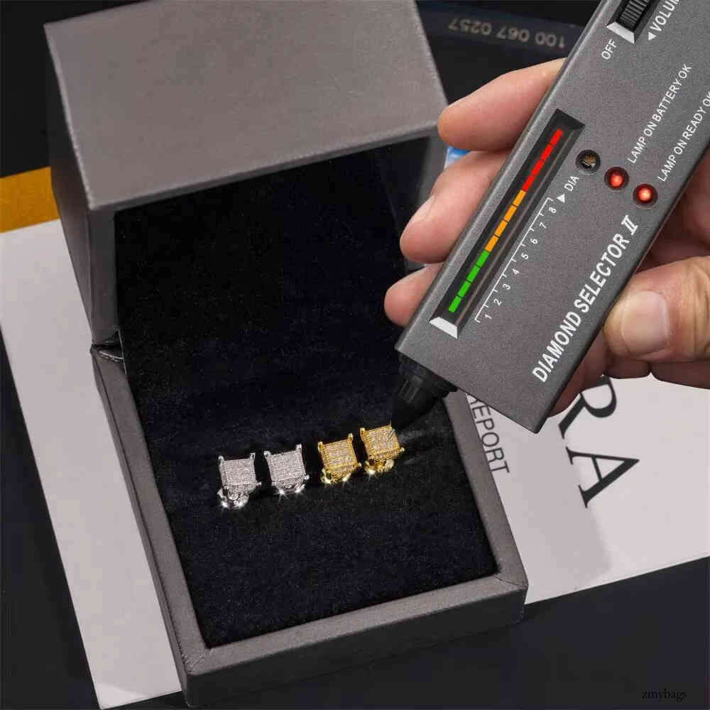 Iced Out Jewelry Sterling Sier Square Shape Hip Hop Mmoissanite Dia Earrings