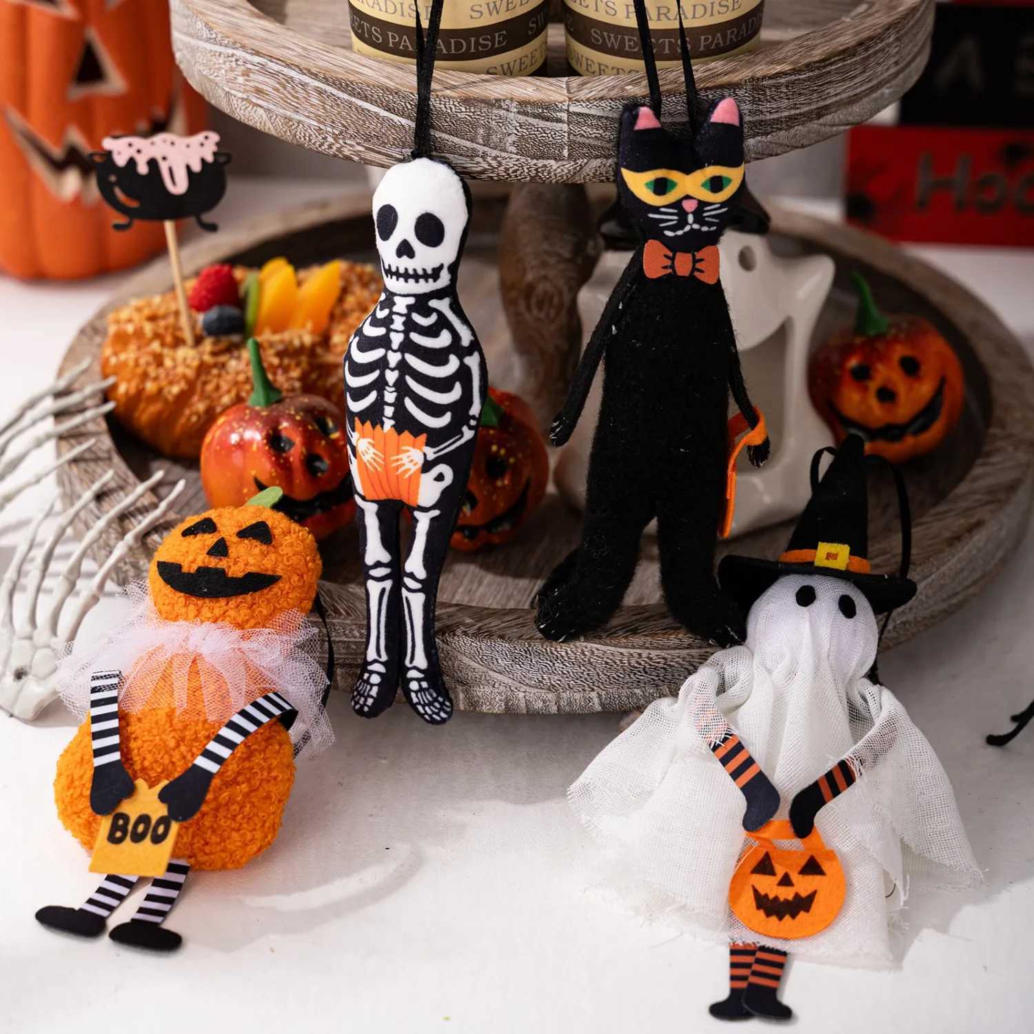 1/4pc Halloween Hanging Ghost Doll Pumpkin Boo Witch Cats Haunted House Drop Ornaments Happy Halloween Party Decoration For Home 2025 XJ250804