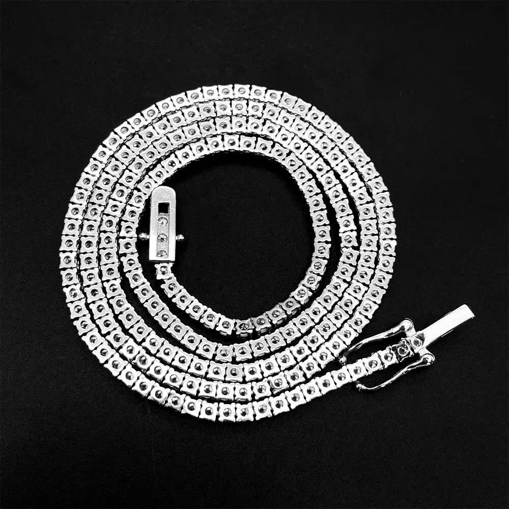 Hip Hop 5mm Tennis Bracelet S925 Sterling Silver Zirconia Necklace 2mm 3mm 4mm Sparkling Cz Tennis Chain