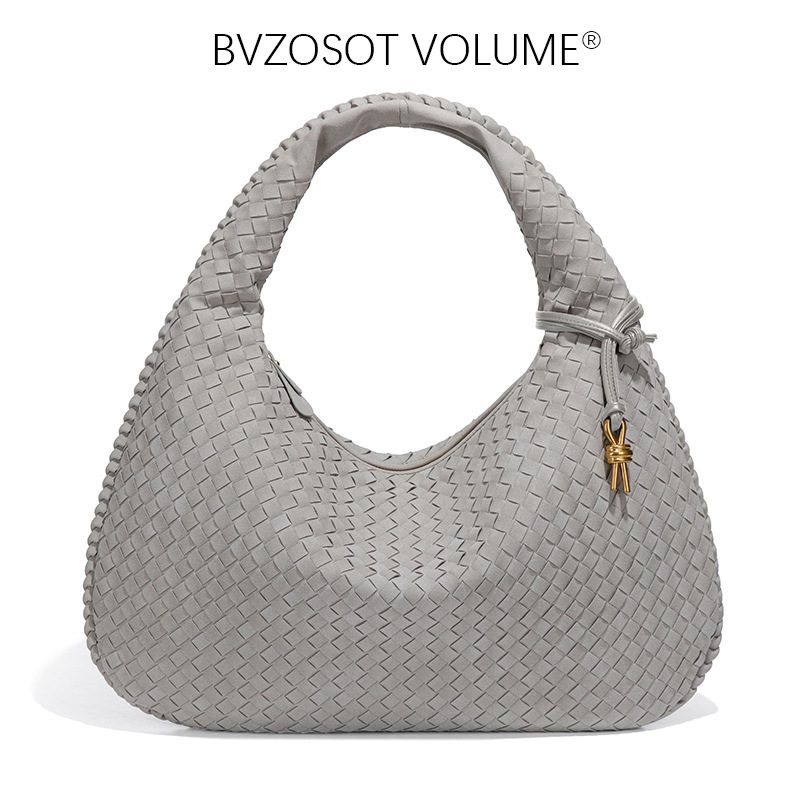 new Spring/Summer Frosted Hand - woven High - end Underarm Dumpling Bag with Large Capacity Suede Velvet Shoulder Bag