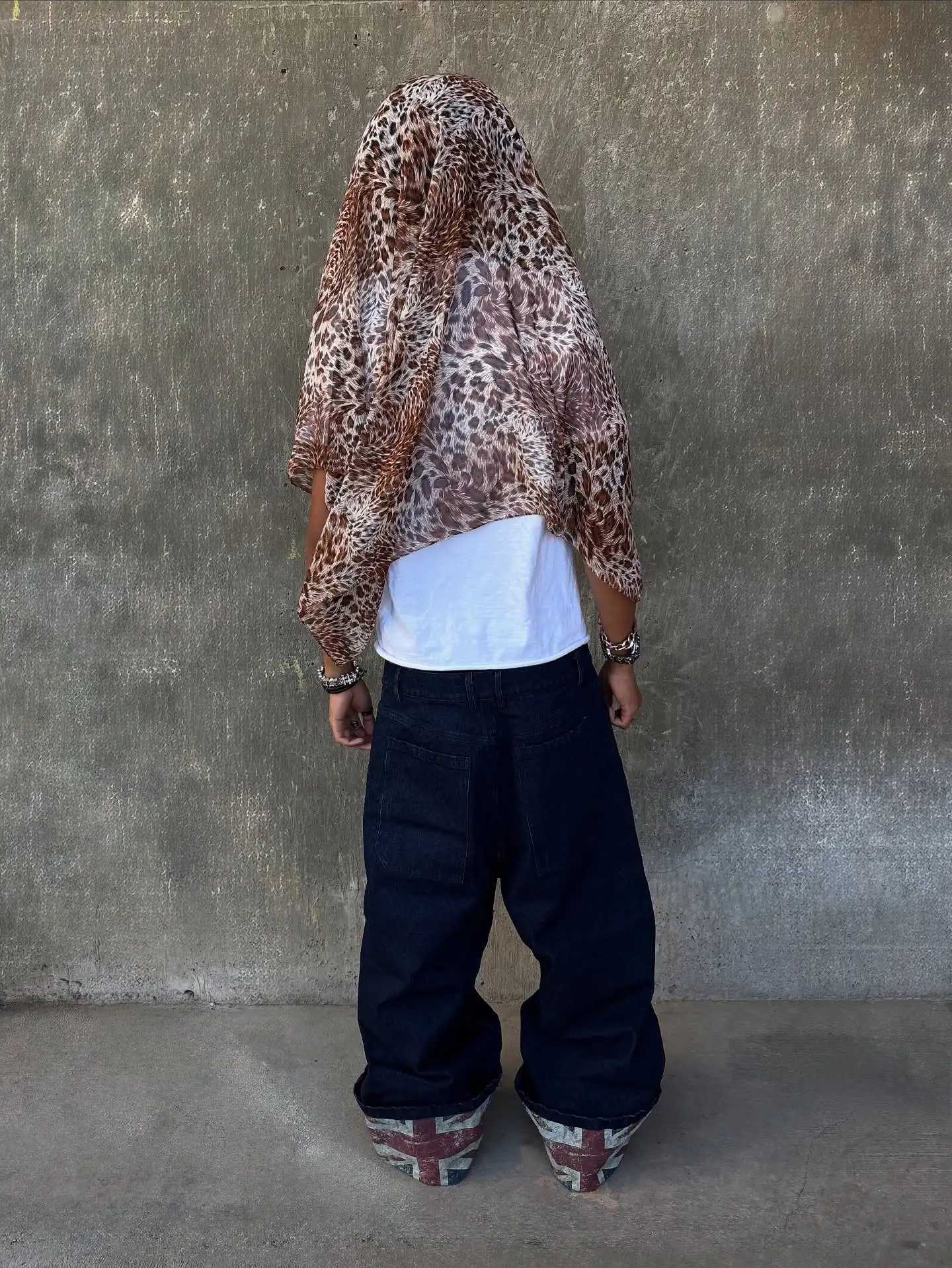 Streetwear Y2K Baggy Jeans Retro British Style Flag Graphic Print Blue Wide Leg Denim Pants Gothic Hip Hop Casual Men Jeans Y250804