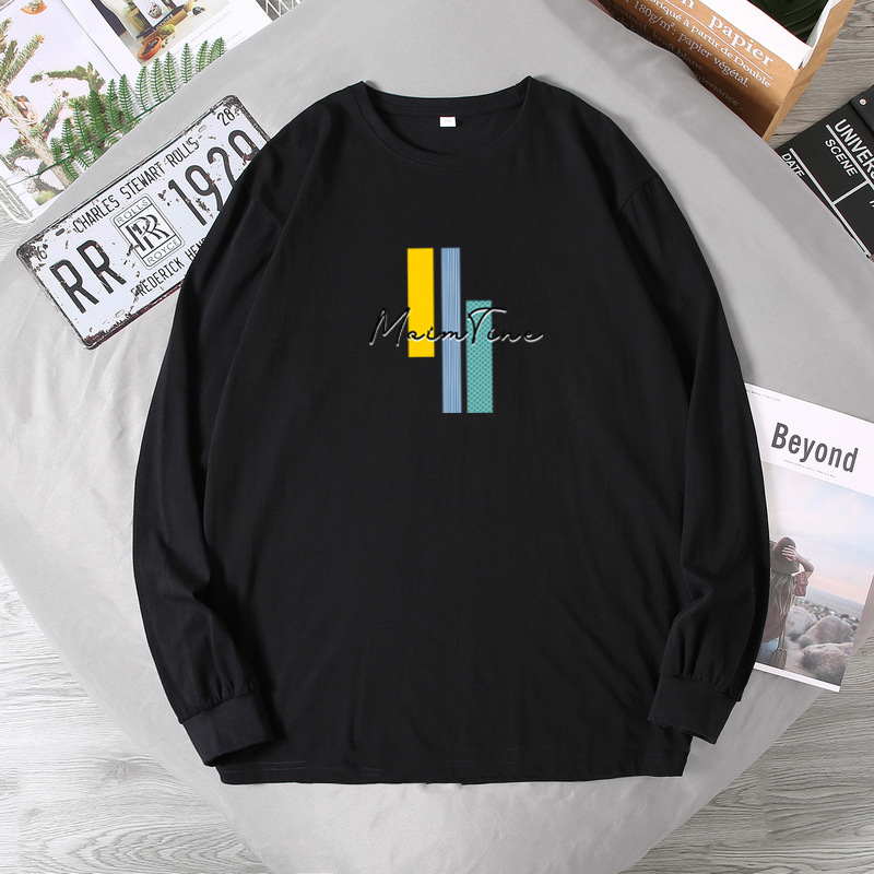 Spring and autumn Korean version of the printed T-shirt bottoming long-sleeved top wide loose plus fat to increase fashion men's long-sleeved