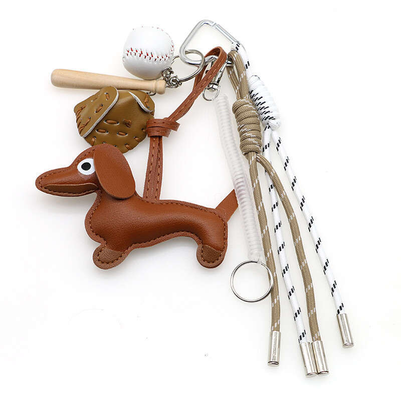 DHpet_wholesale Trendy Dachshund Keychain - Ins Style Leather Dog Keyring & Bag Charm for Couples, 25cm Braided Pet Lover Gift (72g)