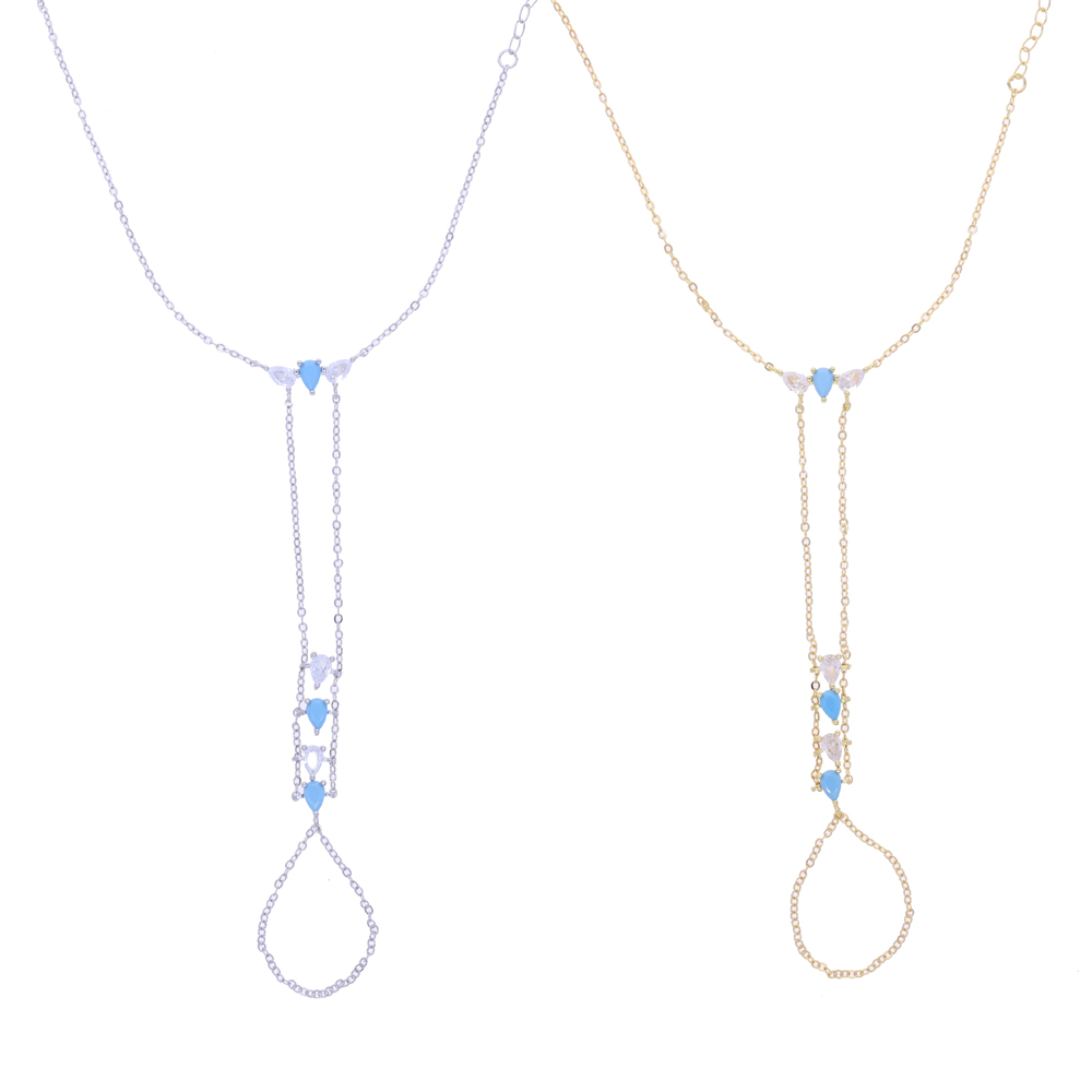 2025 New Summer High Quality Geometric Bezel Setted Blue Turquoises Stone Hot Fashion Jewelry Women Hand Chain Bracelet