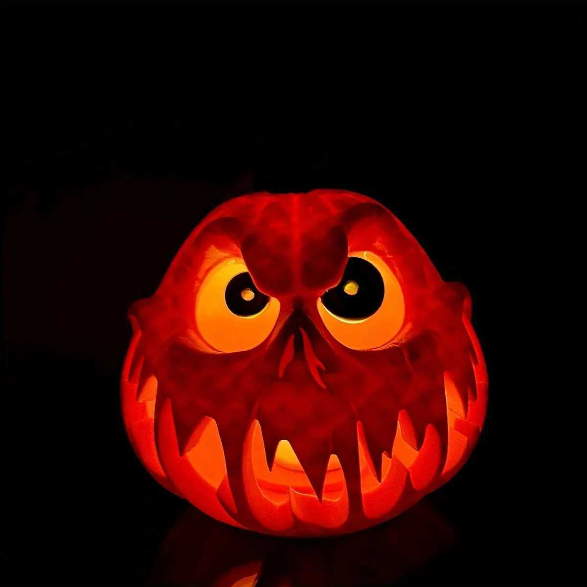 Giant Halloween Pumpkin Resin Decoration - Spooky Skull Head with Eerie Facial Features Hollow Design for Indoor and Outdoor XJ250804