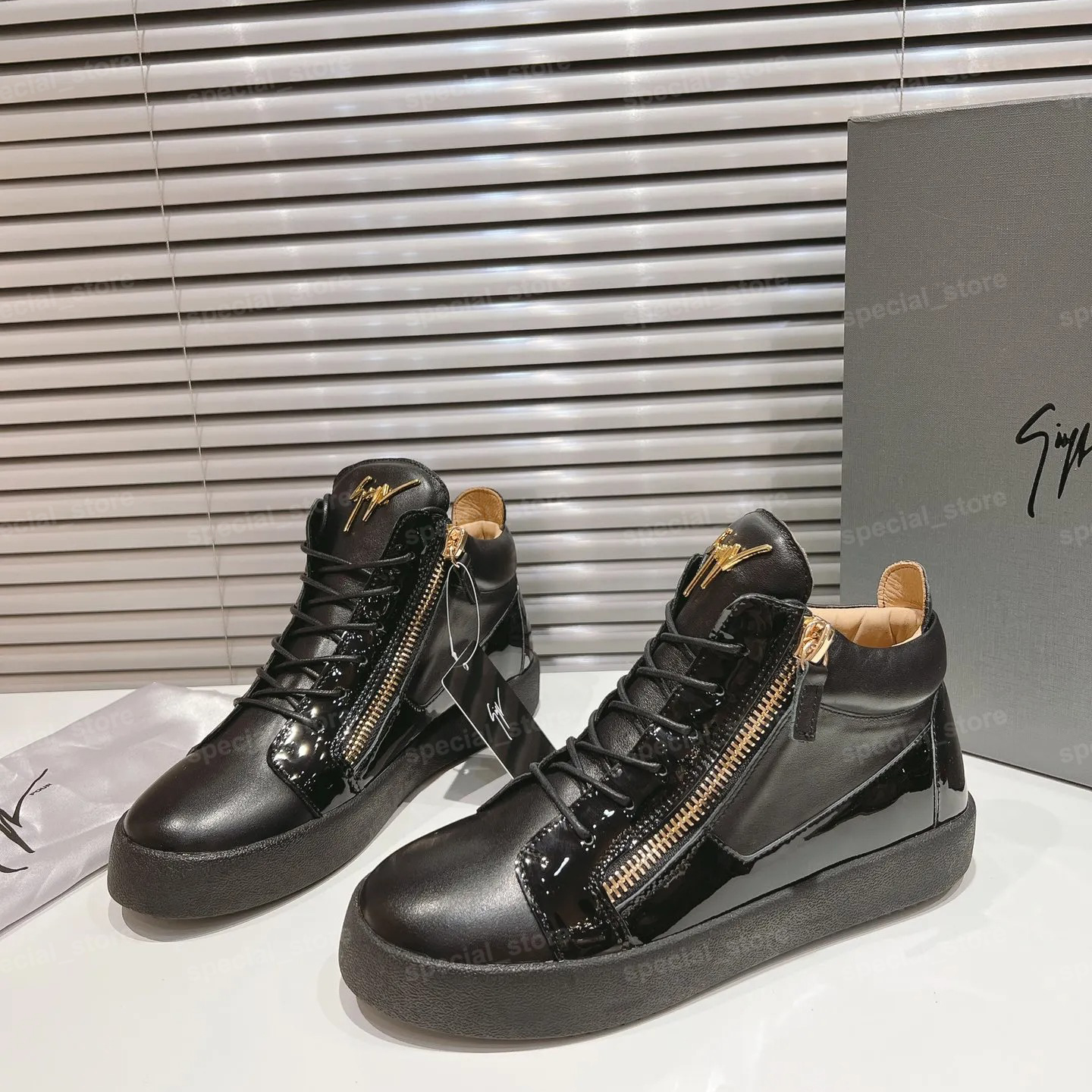 Designer Sneakers Women Shoes Mirror Quality Mens Womens Designer Shoe Frankie Leather High Top Sneaker Man Woman Leather zipper Runner Trainers