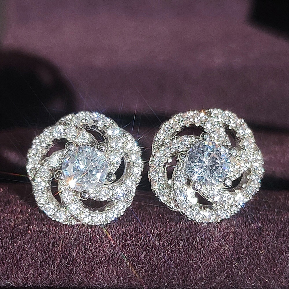 Earrings for Women Elegant Korean and Japanese Style Rose Flower Zircon Simple Versatile Sweet Accessories
