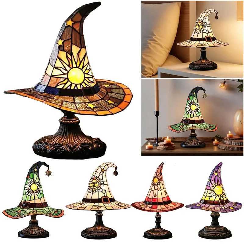 witch hat lamp stained glass witch hat lamp USB powered creative table lamp night light for living room and bedroom decoration XJ250804