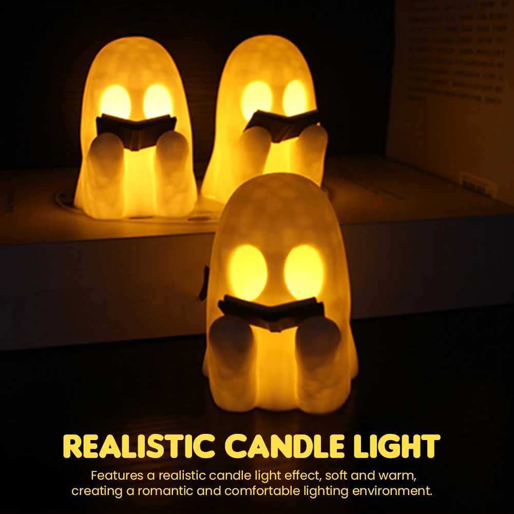 Halloween Ghost Night Light Cute Ghost Reading Book Lamp 3D Ghost LED Reading Night Light Halloween Room Decor Lights DecorationXJ250804