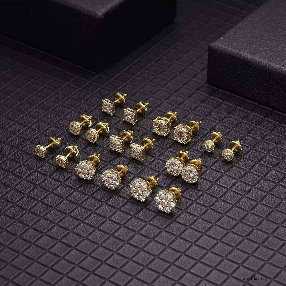 Hip Hop Jewelry 14k White Gold Plated Iec Out VVS Moissanite Dia Sterling Sier Square Stud Earrings for Men
