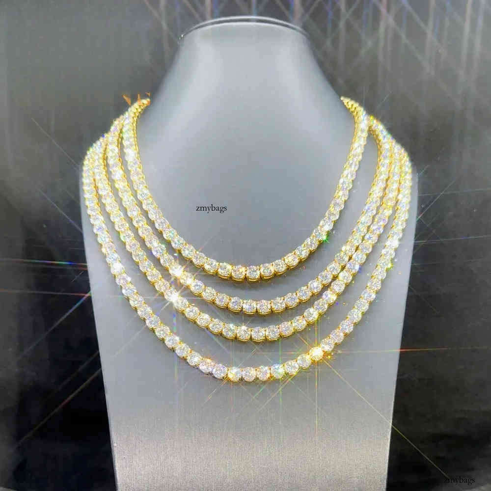 PASS Tester Iced Out Moissanite Dia Hip Hop Jewelry Chain Sier 3mm Tennis Necklace Bracelet