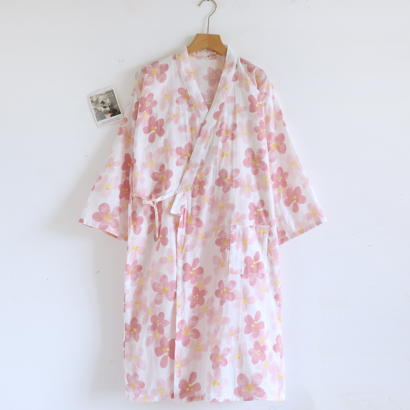 Womens Sleepwear Japanese kimono dressing gown spring and autumn ladies cotton crepe cloth thin summer bathrobe home service sleepwear bath robe 23051