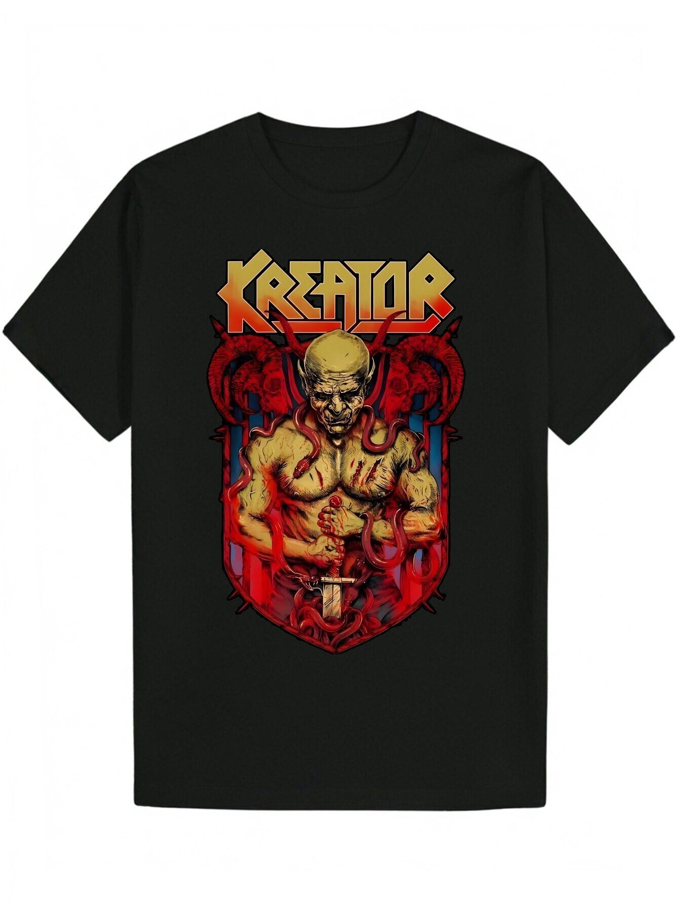 Men's Summer Casual Round Neck Polyester T-Shirt with Band Graphic Print, Short Sleeve, Regular Fit, Suitable for Adults - Black, Bold Red and Go