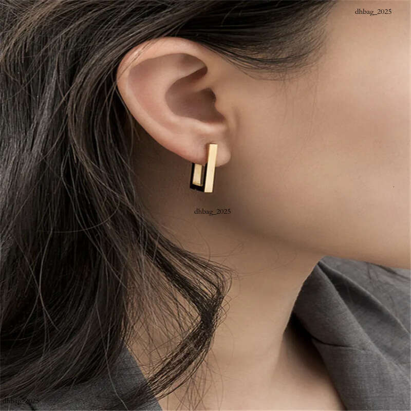 Geometric Charm gold Earrings Rectangular Womens metal titanium steel New trendy jewelry