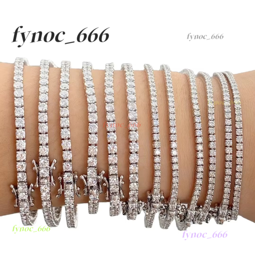 925 Sterling Silver White Gold 2mm 3mm 4mm 5mm Moissanite Diamond D VVS Tennis Chain Bracelets for Women