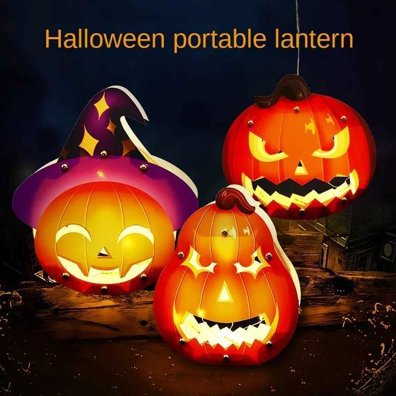 Halloween Pumpkin Light Craft Kit DIY Glowing Lantern Decorations for Kids Preschool Classroom Halloween Party Supplies XJ250804