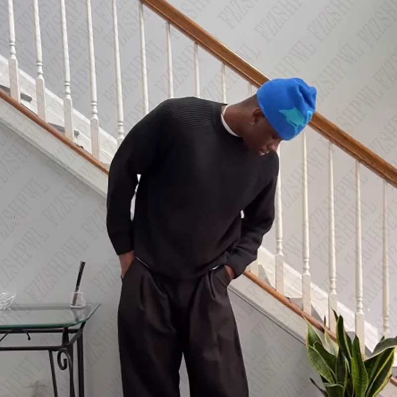 Fashion Solid Color Knitwear Pullover Vintage Aesthetics Streetwear Hip Hop Men Y2K Clothes Acrylic Knitted Sweater Loose Casual XJ250805