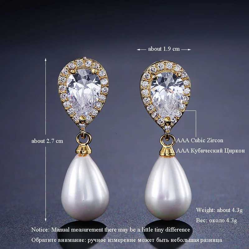 ZAKOL Brand Water Drop Simulated Pearl Dangle Earrings for Women Fashion Ladys Ear Accessory Wedding Engagement Party Jewelry Y250804