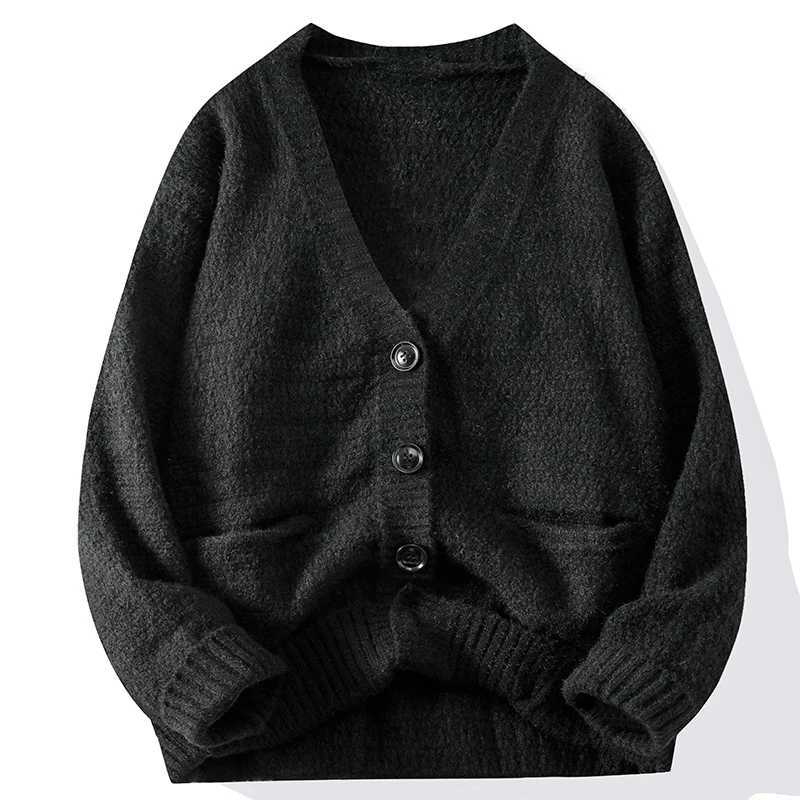 Casual Button Knit Cardigan Top Coat Streetwear Sweatshirt V Neck Pullover Fashion Jacket Knitwear Men Long Sleeve Shirt Sweater XJ250805