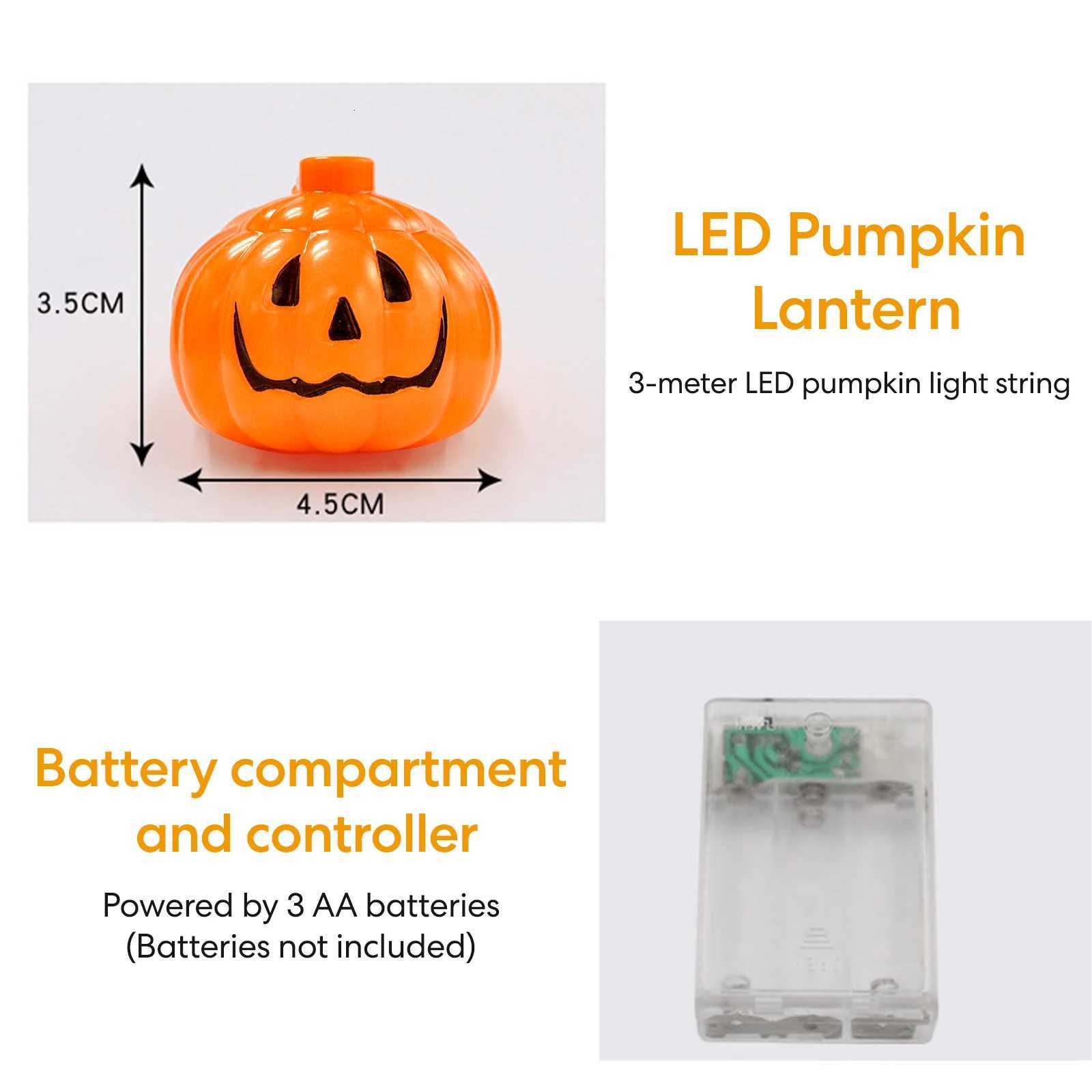 RiooCubee 20 LED Halloween Pumpkin String Lights - 3 Meters Orange Fairy Lights for Spooky DecorationXJ250804