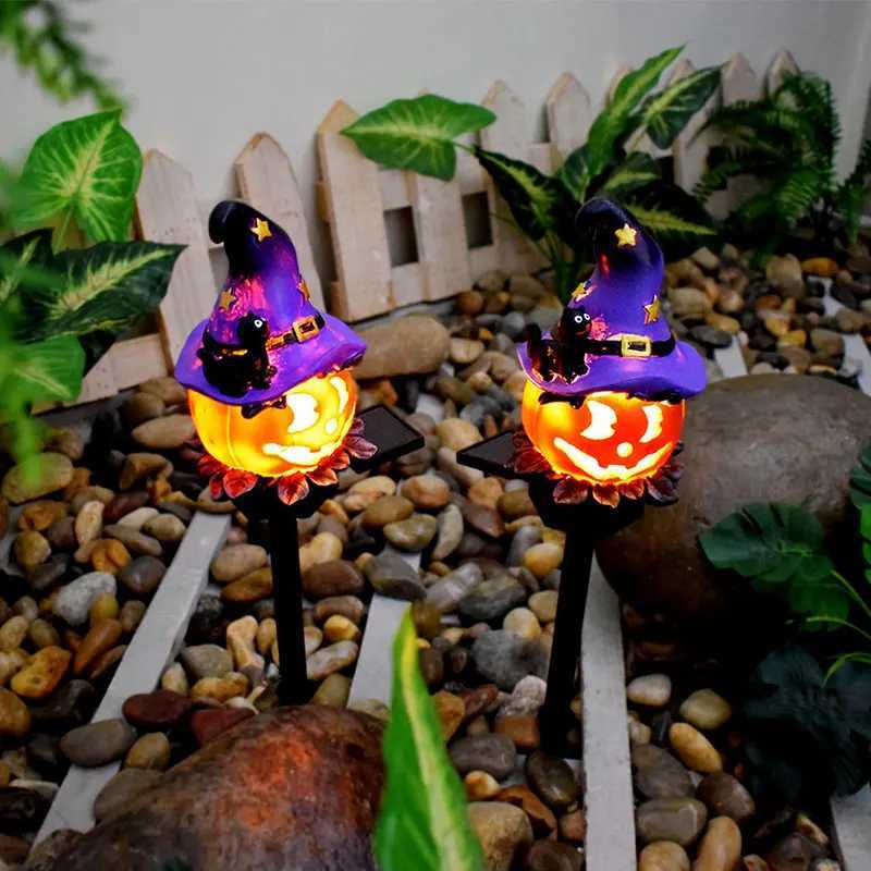 Solar Halloween Outdoor Lamp Resin Pumpkin Lamp Christmas Pumpkin Party Lights Resin Garden Ghost Atmosphere Crafts DecorativeXJ250804